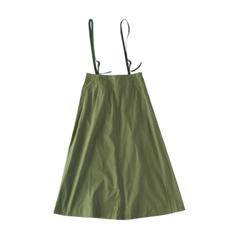 

Новинка весна-осень 2021, летняя юбка средней длины из чистого хлопка, юбка средней длины на бретелях, однотонная женская юбка