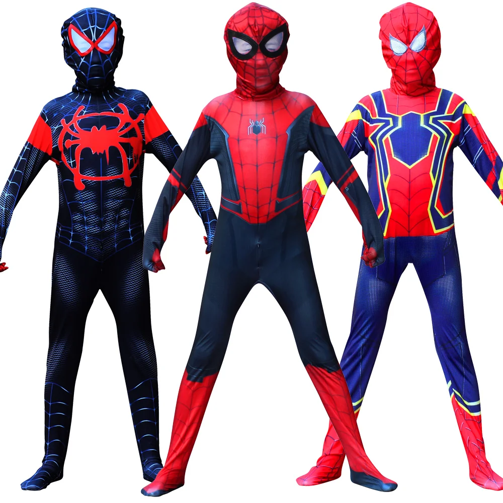 Halloween Spiderboy Costume Man Kids With Mask Cloak Christmas Child Adult fantasia Stage Performance Dress