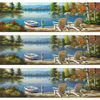 Баннер пейзаж озеро Алмазная картина круглая полная дрель сценическая Сделай Сам мозаика вышивка 5D Вышивка крестиком прикроватное украшение