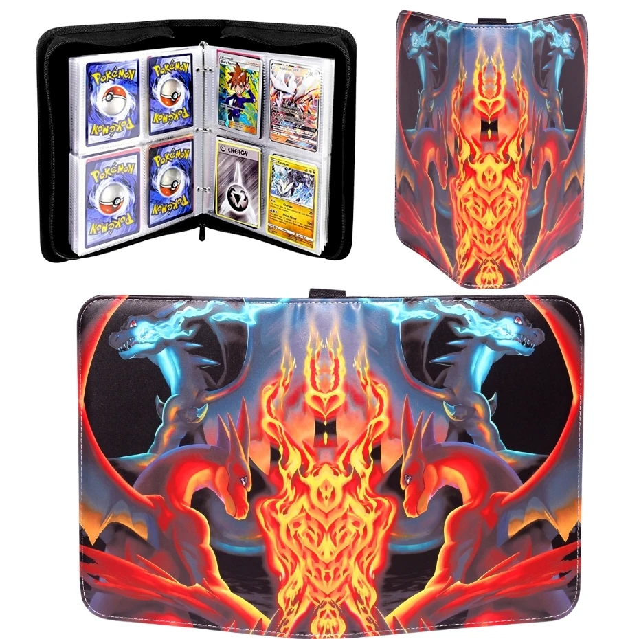 Carpeta para colecci&oacute;n de juegos de Pok&eacute;mon, carpeta para colecci&oacute;n de juegos, puede sostener tarjetas de 200-400 Uds., 4 bolsillos, 25/50 p&aacute;ginas-3