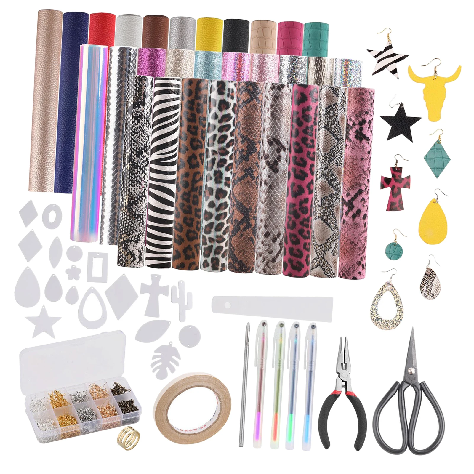 Kits de fabricaci&oacute;n de pendientes de cuero, herramientas de ganchos para pendientes de 30x6,3 "x 8,3"-4