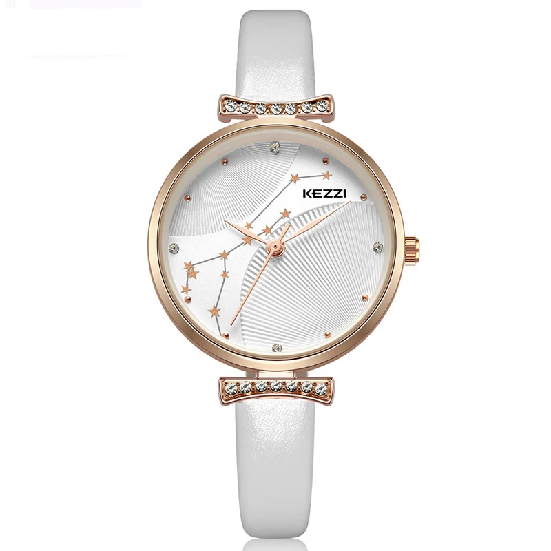 Часы женские кварцевые со звёздным небом и кожаным ремешком|Женские наручные