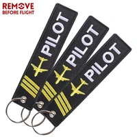 3 pcs remove before flight pilot keychains jewelry embroidery pilot key chain for aviation gifts key tag label fashion keyrings