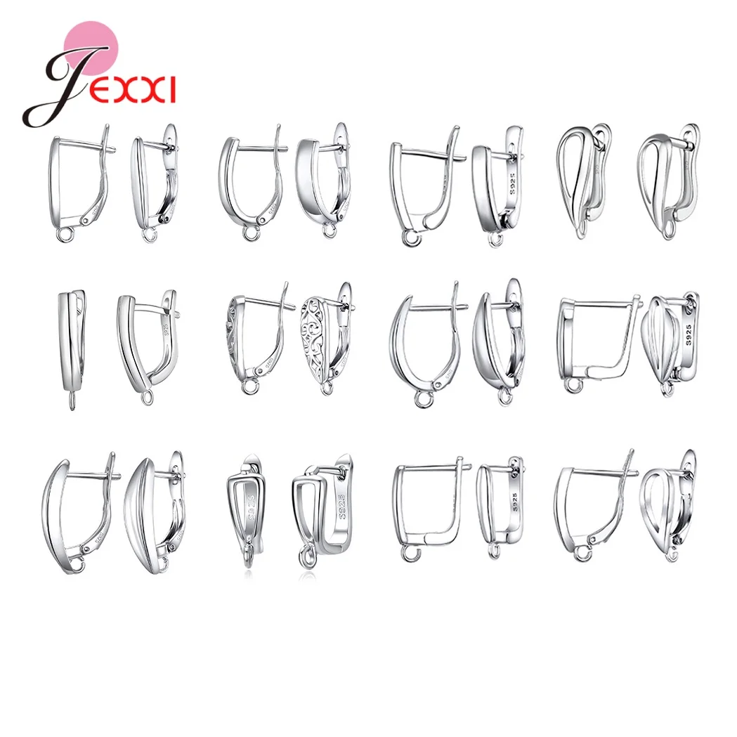 

925 Sterling Silver Hoops Earrings Drop Dangle Clasp Ear Wires Hooks DIY Circle Earring Findings Jewelry Making Accessories