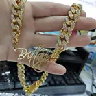 Льдом кубинский Персонализированные Пользовательское имя кулон ожерелье по индивидуальному заказу Курсив табличка ожерелье женские туфли-лодочки на высоком каблуке ручной работы Рождественский подарок