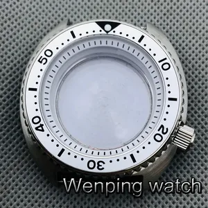 45 мм Серебряный стерильный чехол из нержавеющей стали с сапфировым стеклом подходит для автоматического движения NH35 NH36