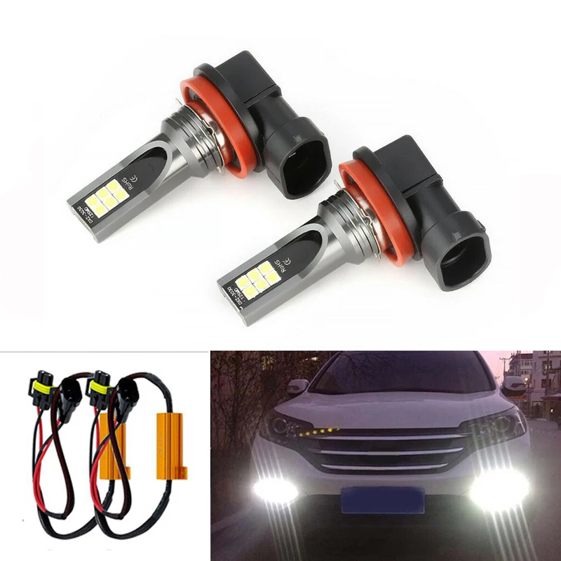 

2x H8 H11 Led Fog Lights Bulb HB4 9006 Canbus No Error Car Driving Running Lamp Auto Leds Light 3030SMD 1200LM 6000K White
