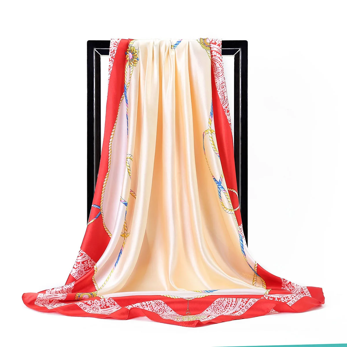 2021 Элитный бренд 90 см бандана натуральным ткани шелковый шарф Мусульманский