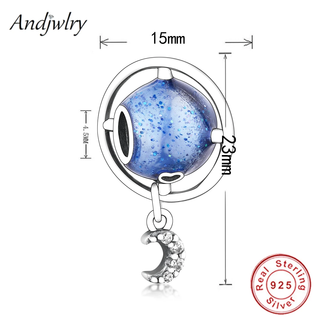 

Fit Original Pandora Charms Bracelet 925 Sterling Silver Blue Planet Love Moon Charm Bead For Women Making DIY Jewelry Berloque