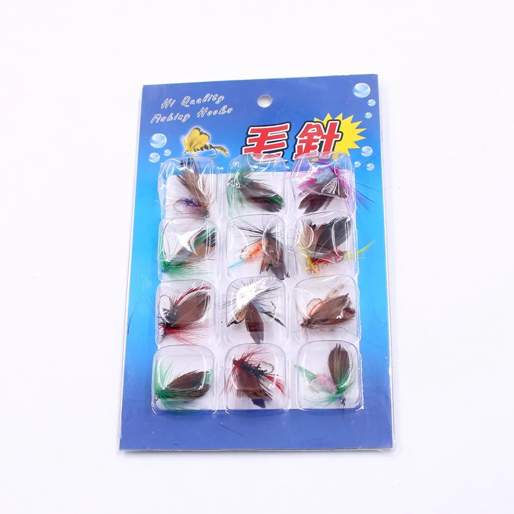 

12Pcs/Set Insects Flies Fly Fishing Lures Bait High Carbon Steel Hook Fish Tackle With Super Sharpened Crank Hook Perfect Decoy