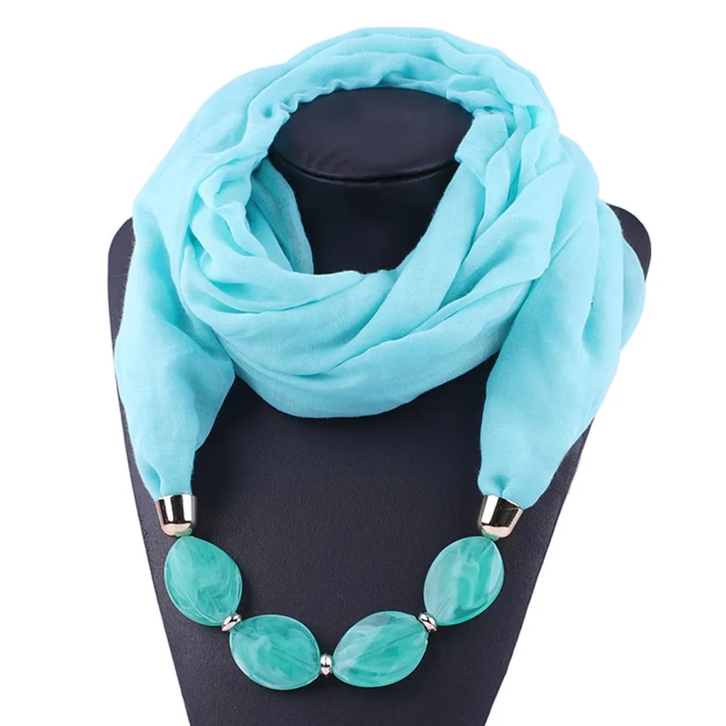 Women Fashion Solid Color Necklace Pendant Scarf Ethnic Style Soft Necklace Scarf Femme Accessories New Arrival#P15