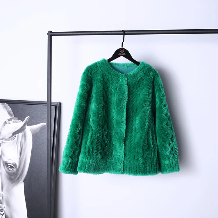 Winter Designer Women's High Quality Wool Fur Leather Vintage O-neck Jackets Top C372