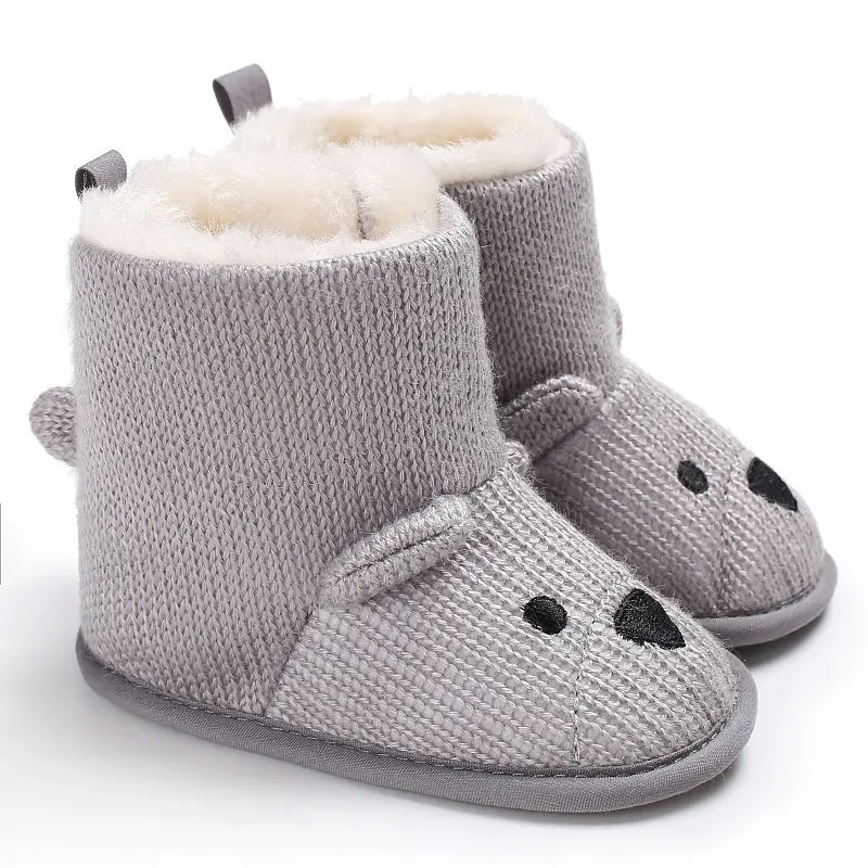 Model 2-Gray Детские зимние ботинки для малышей; обувь для новорожденных с милым медведем из мультфильма; обувь для маленьких мальчиков и девочек; обувь для первых шагов; очень теплые зимние ботинки - Цвет: Model 2-Gray
