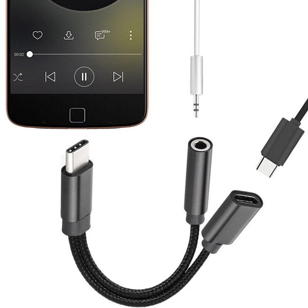 2 в 1 type-C к type C 3,5 мм наушники Aux адаптер с аудиоразъемом USB C разветвитель зарядный кабель для Xiaomi Mi 8 Redmi; Huawei samsung