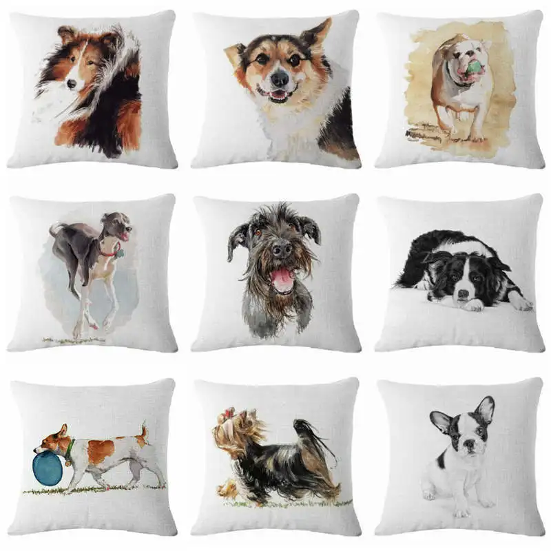 Милый чехол для подушки в виде овчарки наволочка из хлопка и льна 45*45 см наволочки