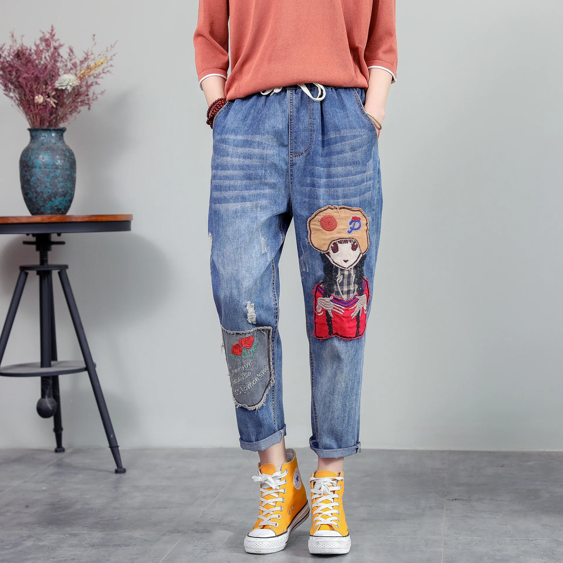 Винтажные женские Джинсы бойфренда из хлопка джинсы для женщин с высокой талией