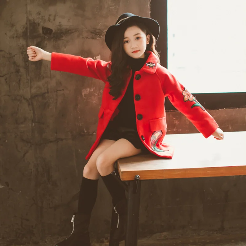 Детское шерстяное пальто для девочек модная теплая утепленная куртка с