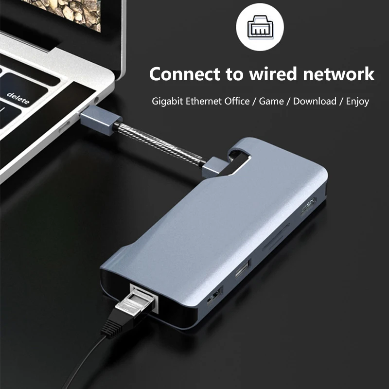 Кабель типа C к HDMI концентратор Ethernet RJ45 адаптер PD Быстрая зарядка USB сплиттер для