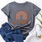 Лейки с любовью одежда единого дизайна для рубашка женская принтовые тройники 100% хлопковое платье с вырезом лодочкой и короткими рукавами для детей; Свободные Футболка женская летняя повседневная одежда