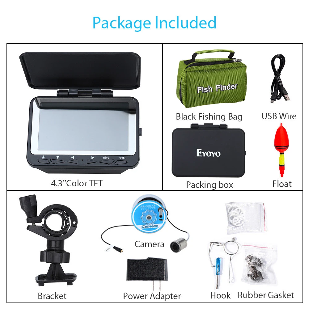 

F06 15m 1000tvl Fish Finder Underwater Ice Fishing Camera 4.3" Lcd Monitor 8pcs Led Night Vision Camera For Fishing