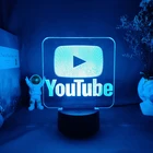 Акриловая Иллюзия 3D светодиодный ночник Популярный Логотип Youtube фигурка лампа для детской спальни декор стол детский подарок на день рождения свет