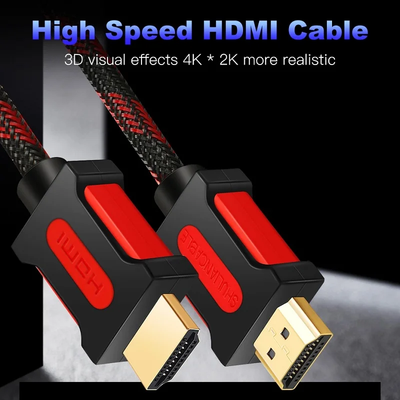 Shuliancable HDMI кабель 2,0 HDMI к HDMI 4K 1080P 3D 1 м 2 м 3 м 5 м 10 м 15 м 20 м для ноутбук с HDTV проектор xbox PS3/4 компьютерный кабель