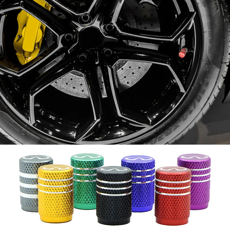 

4Pcs Car Tire Valve Caps Wheel Tires Tire Stem Air Cap Airtight Covers For Infiniti FX35 Q50 Q30 ESQ QX30 QX50 QX60 QX70 G35 G37