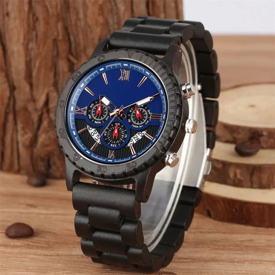 

REDFIRE Sport Fashion Men's Wood Watches Chronograph Mens Watch Quartz Timepiece Wooden Watch Band Luxury Male Clock Gifts