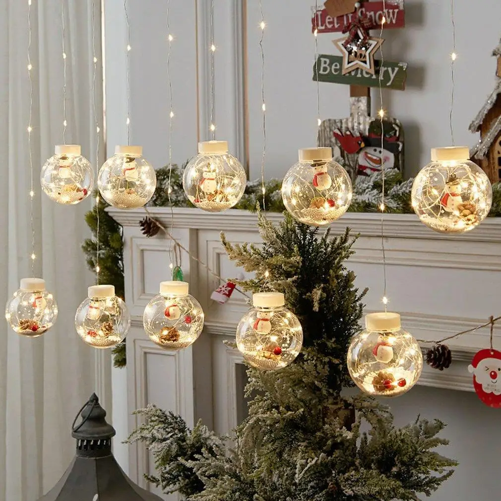 

LED Curtain String Light Ball Santa Claus Christmas New Year 2022 Christmas Decoration Led Lights Home Decor Navidad Tree Decor