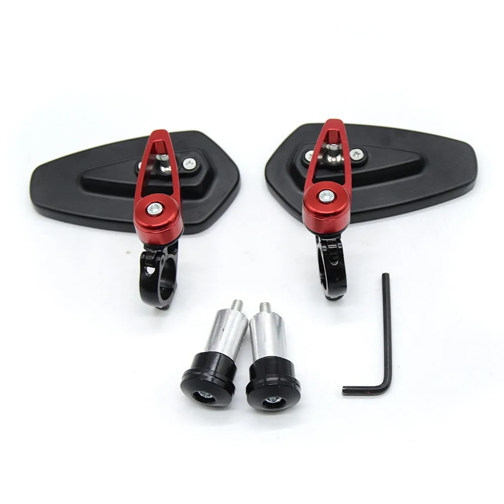 

Motorcycle Universal 7/8\" Handle Bar End Rearview Side Mirrors For Honda 360 Degree Adjustable Design Bracket Mount Base