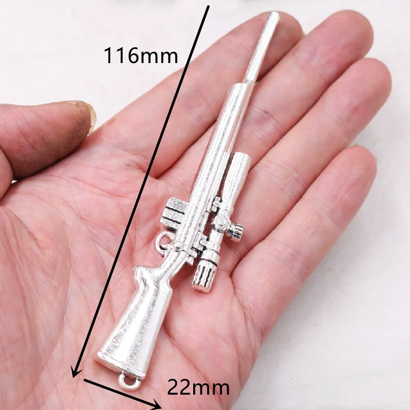 3D снайперская винтовка посеребренный тон металлическая подвеска панк ожерелье