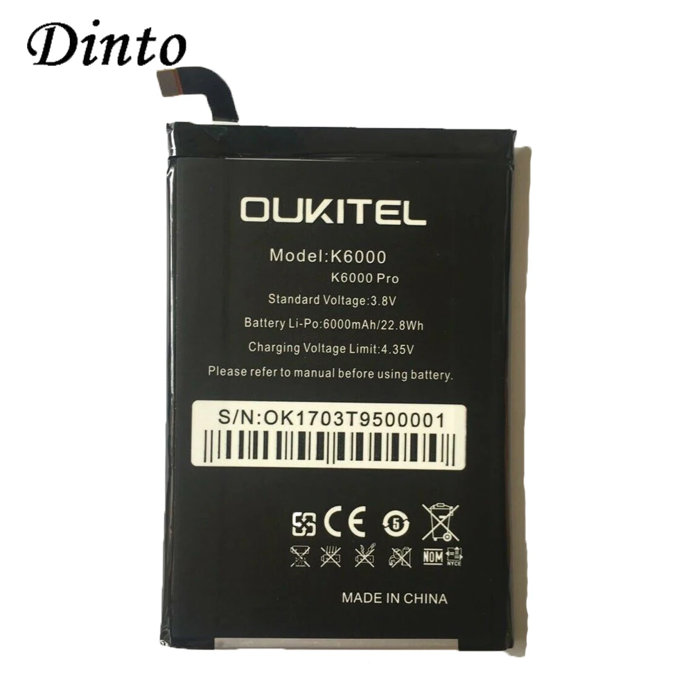 

Новый оригинальный сменный аккумулятор большой емкости для Oukitel K6000 6000 мАч, аккумуляторы для смартфона Oukitel K6000 PRO