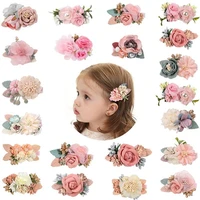 21pclot chiffon flower hair clips pins accessories cute hair clips pins for baby girls hairpins toddlers kids hair accessories