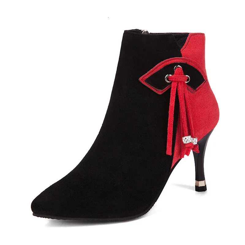 Marderee/зимние женские ботильоны пикантные ботинки на высоком каблуке полусапожки