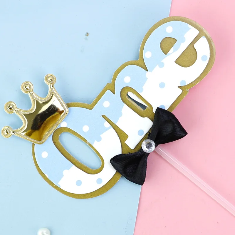 Новый Алмаз Топпер для торта С Днем Рождения розовая голубая 100 дней на возраст 1 2