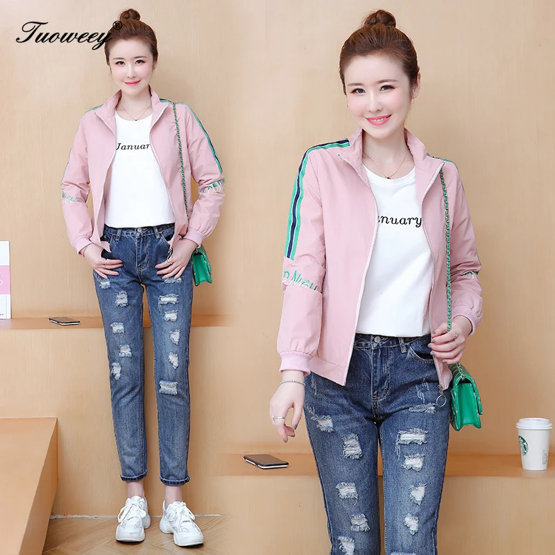 

Harajuku Oversized Jacket Women 2020 Spring New Letter Print Loose Outwear Coat Hip Hop Streetwear BF Style Jackets