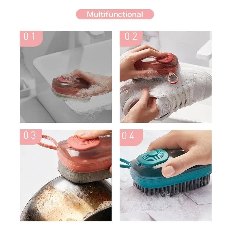 

Multifunctional Cleaning Brush Filled with Liquid Kitchen Household Dishwashing Brush Car Detailing Brushes Auto Clean Brush
