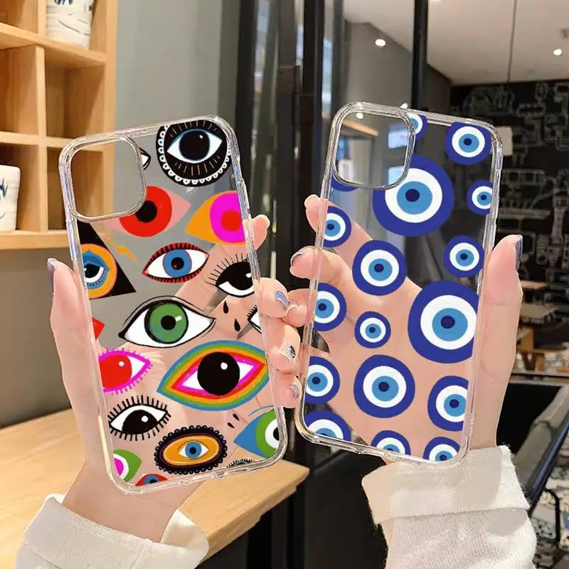 Прозрачный розовый чехол с изображением сглаза для iPhone 11 12 13 pro mini X XS XR max |