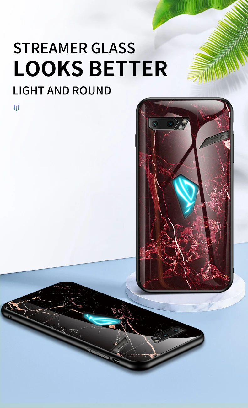 Чехол для Asus ROG Phone 2 ZS660KL, роскошный стеклянный мраморный стеклянный гибридный мягкий силиконовый Жесткий Чехол для Asus ROG 2, чехол для телефона