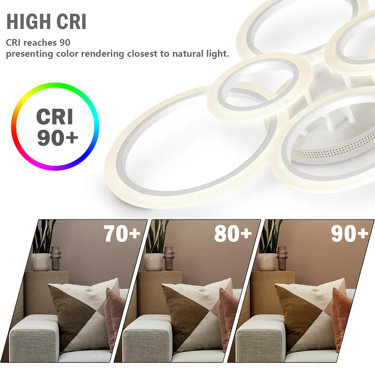 $69.97 Modern LED Ceiling Lights Indoor Lighting Lamp Chandelier Stepless Dimming with Remote Control For Living Room Bedroom Kitchen