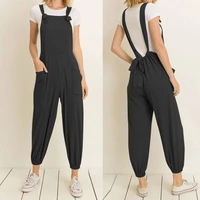 celmia women rompers vintage jumpsuits 2021 summer sleeveless backless harem pants overalls casual strap playsuits oversized