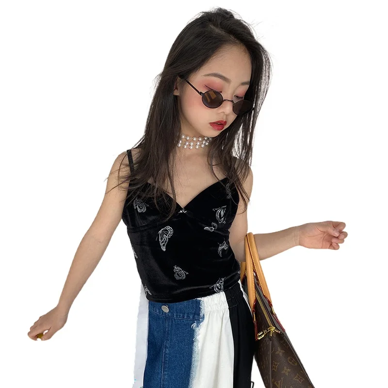 

Girls' vest sling 2021 spring new big children's casual all-match inner bottoming shirt