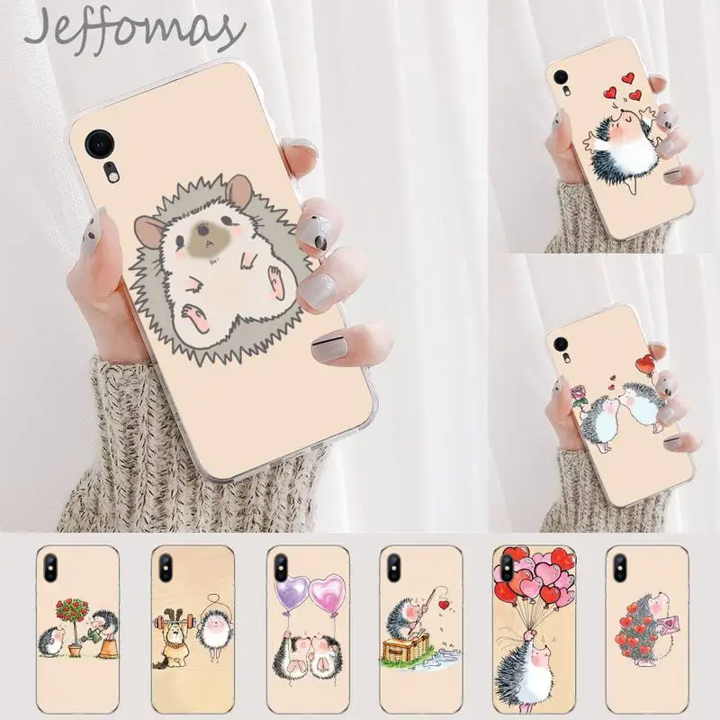 

Kawaii Hedgehog Heart DIY phone Case cover Shell For iphone 12 5 5s 5c se 6 6s 7 8 plus x xs xr 11 pro max
