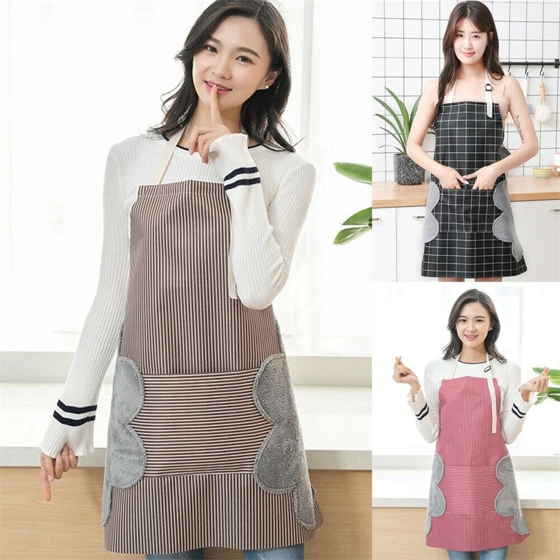 Фартук для кухни со стираемыми ручками водонепроницаемый нагрудник из ткани