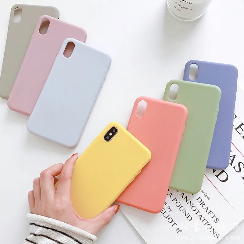 Силиконовый матовый чехол ярких цветов для iPhone XS Max XR X 10 8 7 6 6S Plus, модный простой мягкий чехол из ТПУ для iPhone 11 Pro Max Funda