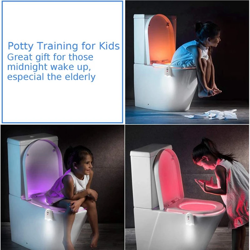 

Toilet Night Light Motion Sensor in 16 Colors, Rechargeable LED Toilet Night Light with Aroma Diffuser Box