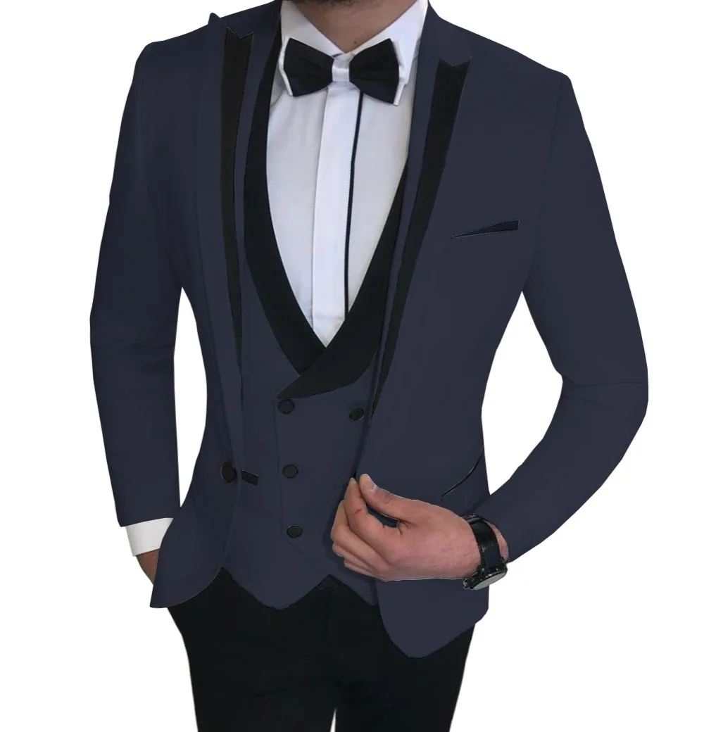 as picture Костюмы Под заказ Slim Fit 3 шт. деловой пиджак жениха смокинг Блейзер белые костюмы для свадьбы выпускной вечер(Блейзер+ жилет+ брюки - Цвет: as picture