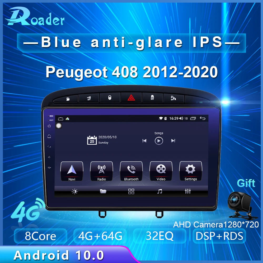 Roader Android 10 0 автомобильный DVD для Peugeot 408 2012 2020 4G/64G Автомобильный