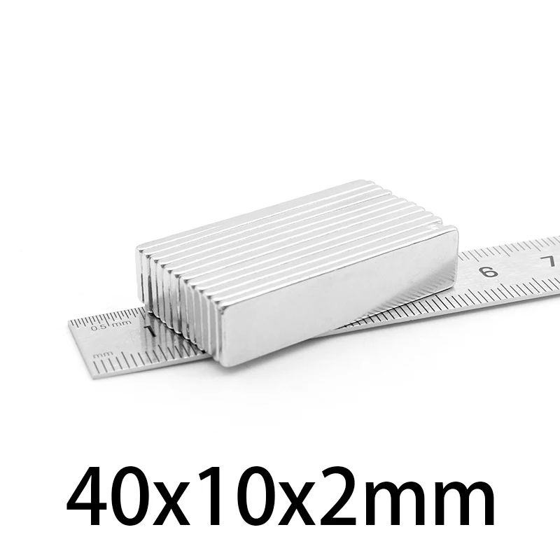 

10-100PCS 40x10x2mm Block Strong Sheet Rare Earth Magnet N35 Rectangular Neodymium Magnets N35 40*10*2mm Search Magnet 40*10*2