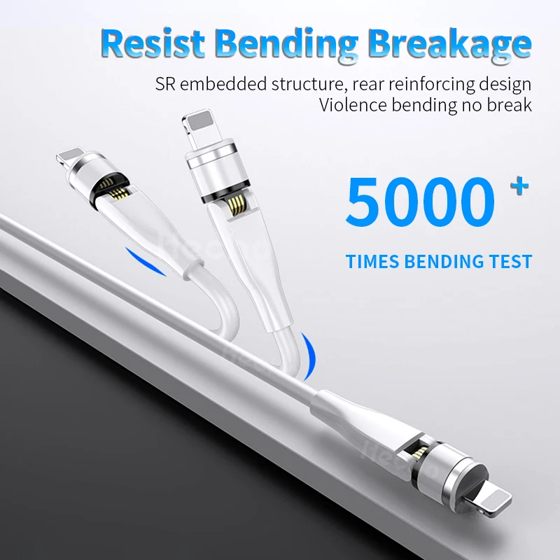 

540 Degree Foldable Rotate Magnetic Micro USB Cable 3A Fast Charging Type C Cable Magnet Charger For iphone Android Mobile Phone